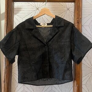 Wayf Black Floral Button Down Shirt